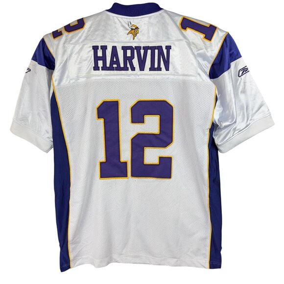 Vtg Reebok NFL Munnesota Vikings Percy Harvin #12 Jersey Men 50 White Purple - Picture 2 of 9
